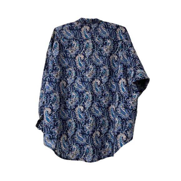Liberty of London Womens Blue Paisley All Wool Long Sleeve Button Shirt Plus 14 - Picture 2 of 4